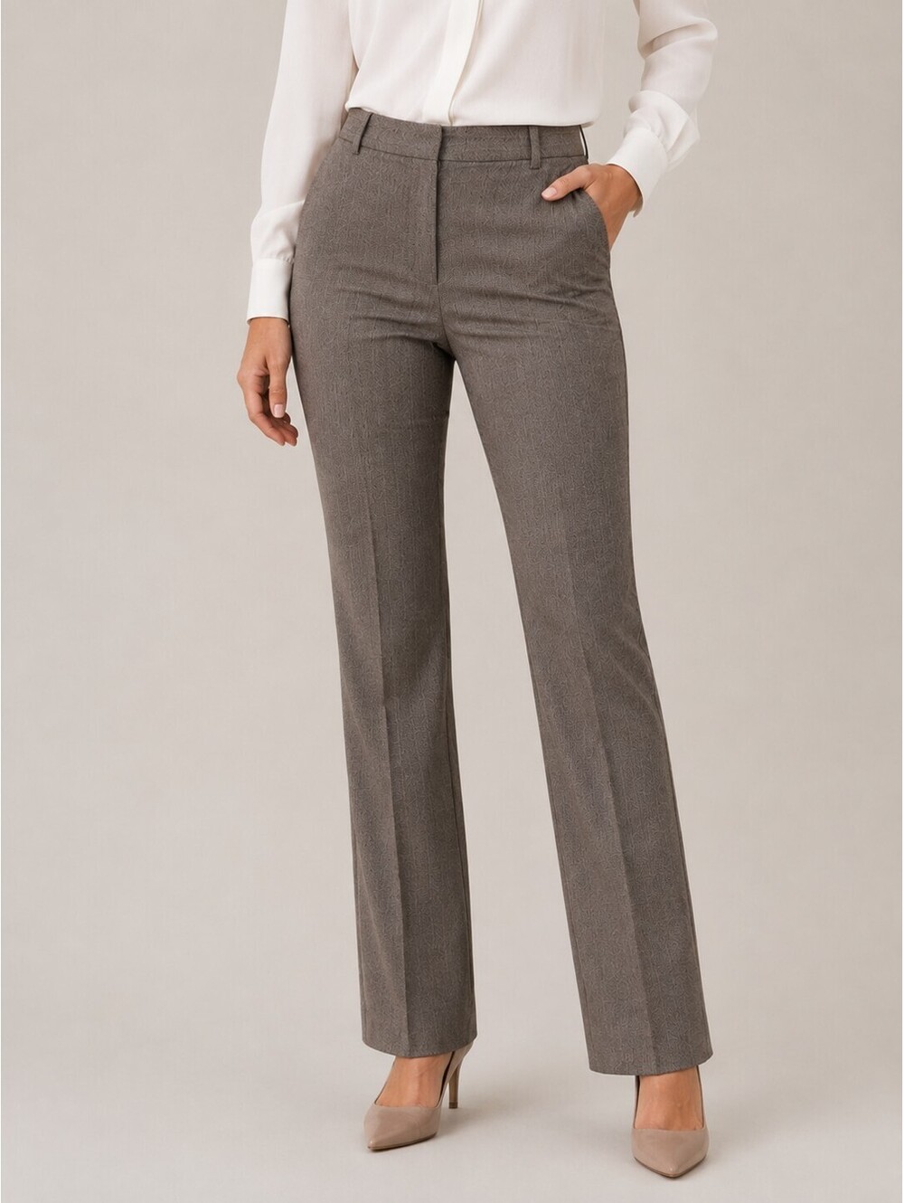 BCBGMaxazria Taupe Gray Pinstripe Preppy Dress Wool Pants US0 Bootcut Classic